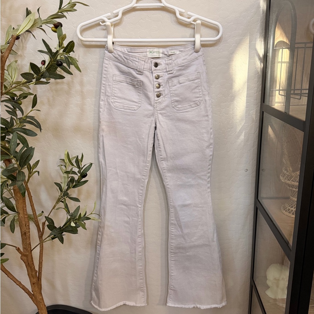 Flare Jeans beige color high waisted 100% cotton